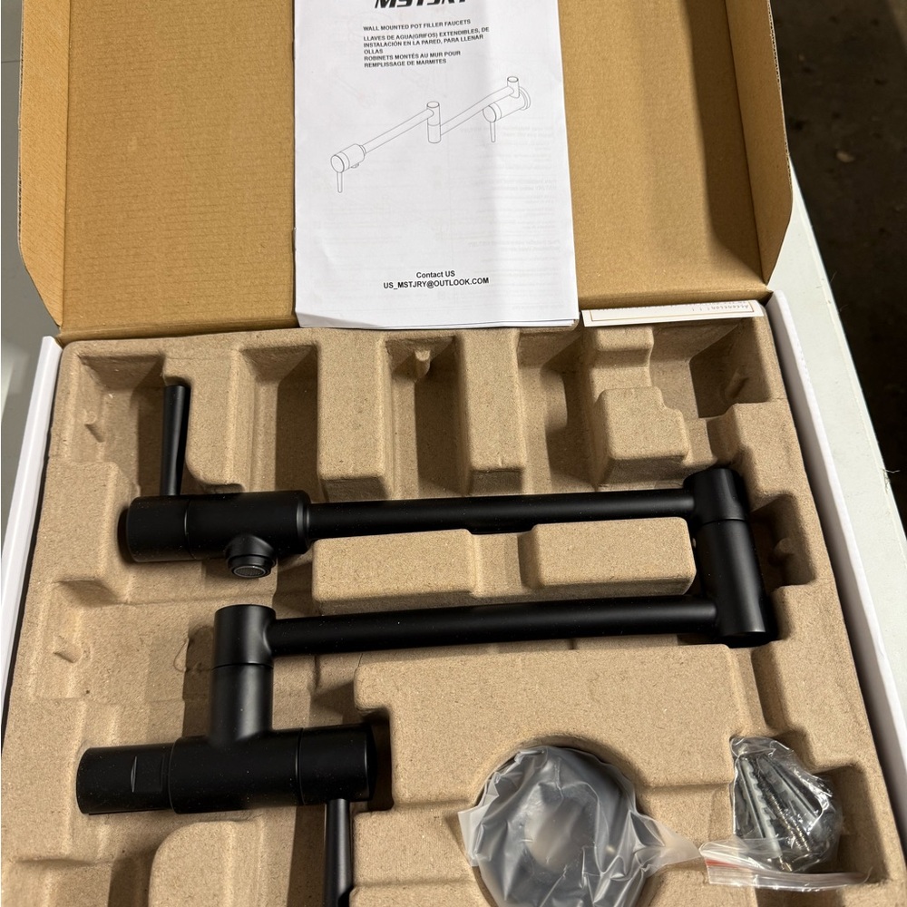 Matte Black Wall-Mounted Pot Filler Faucet